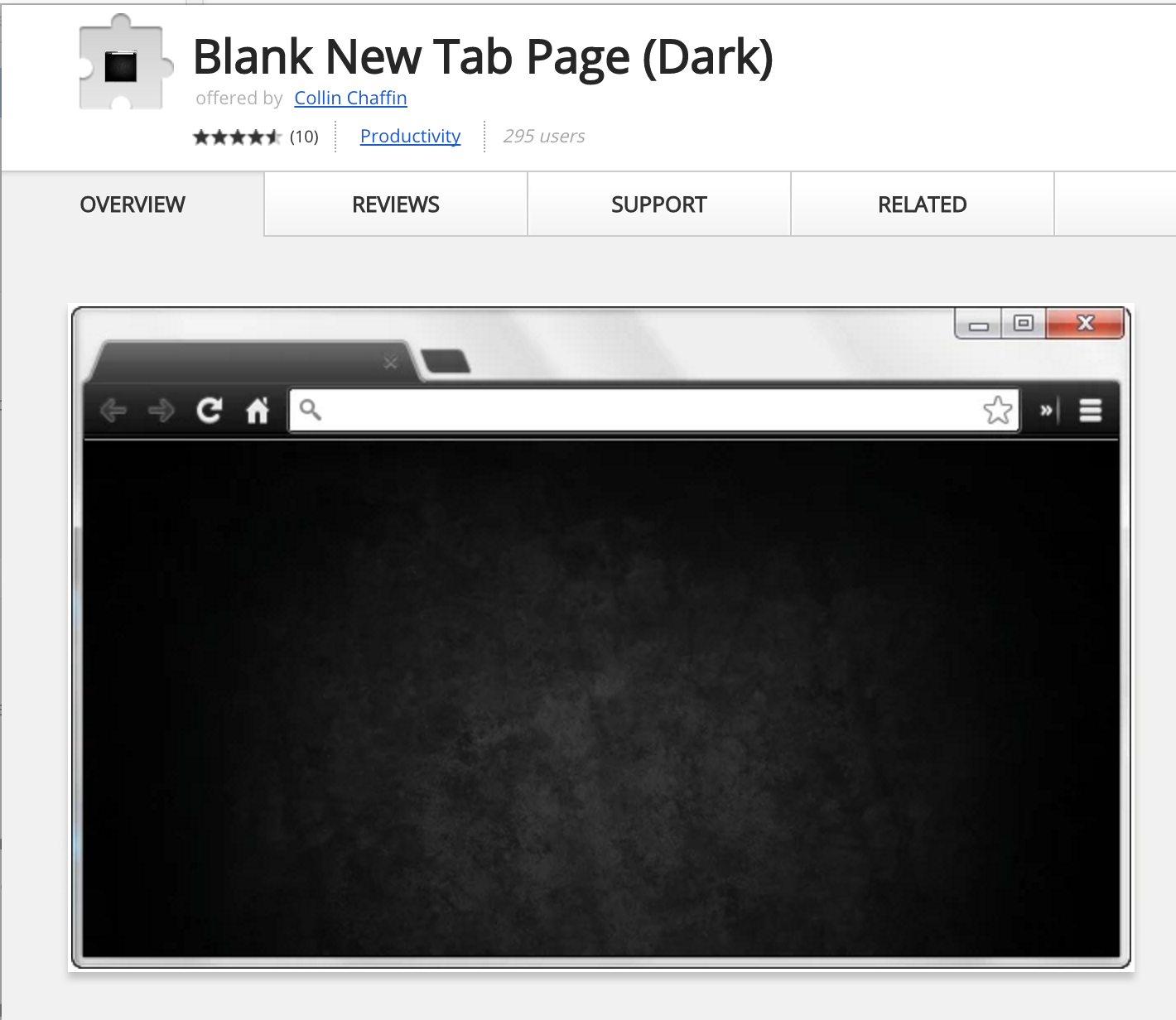 Dark Blank New Tab Page Extension