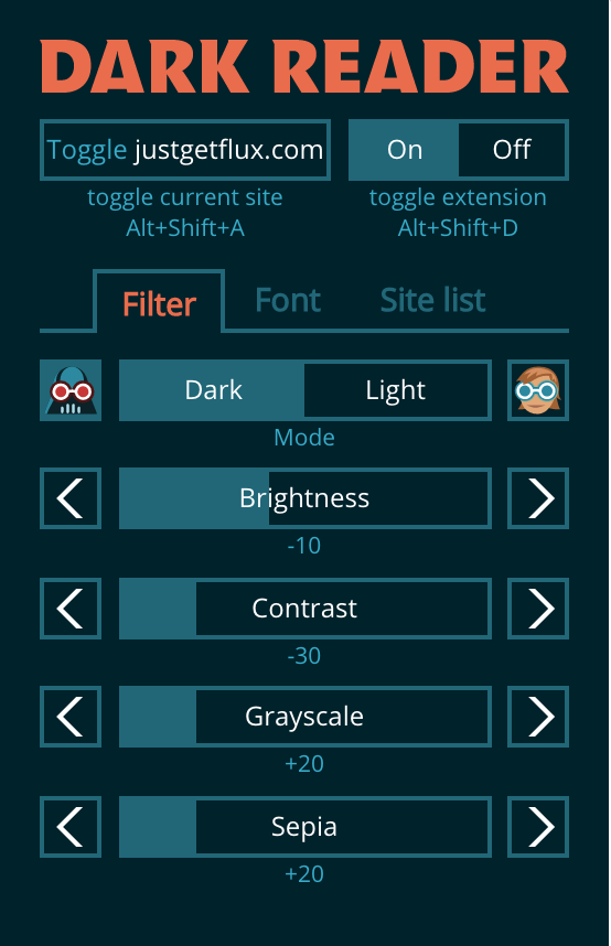 dark reader chrome extension